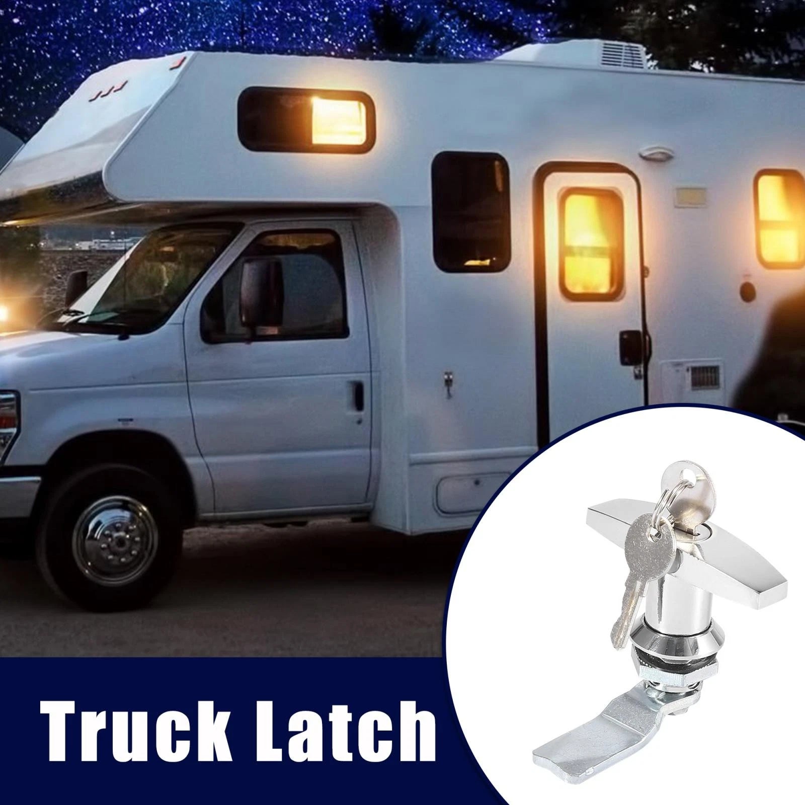 T Handle Door Lock Latch with Keys Replacement for RV Truck Trailer Box (—)