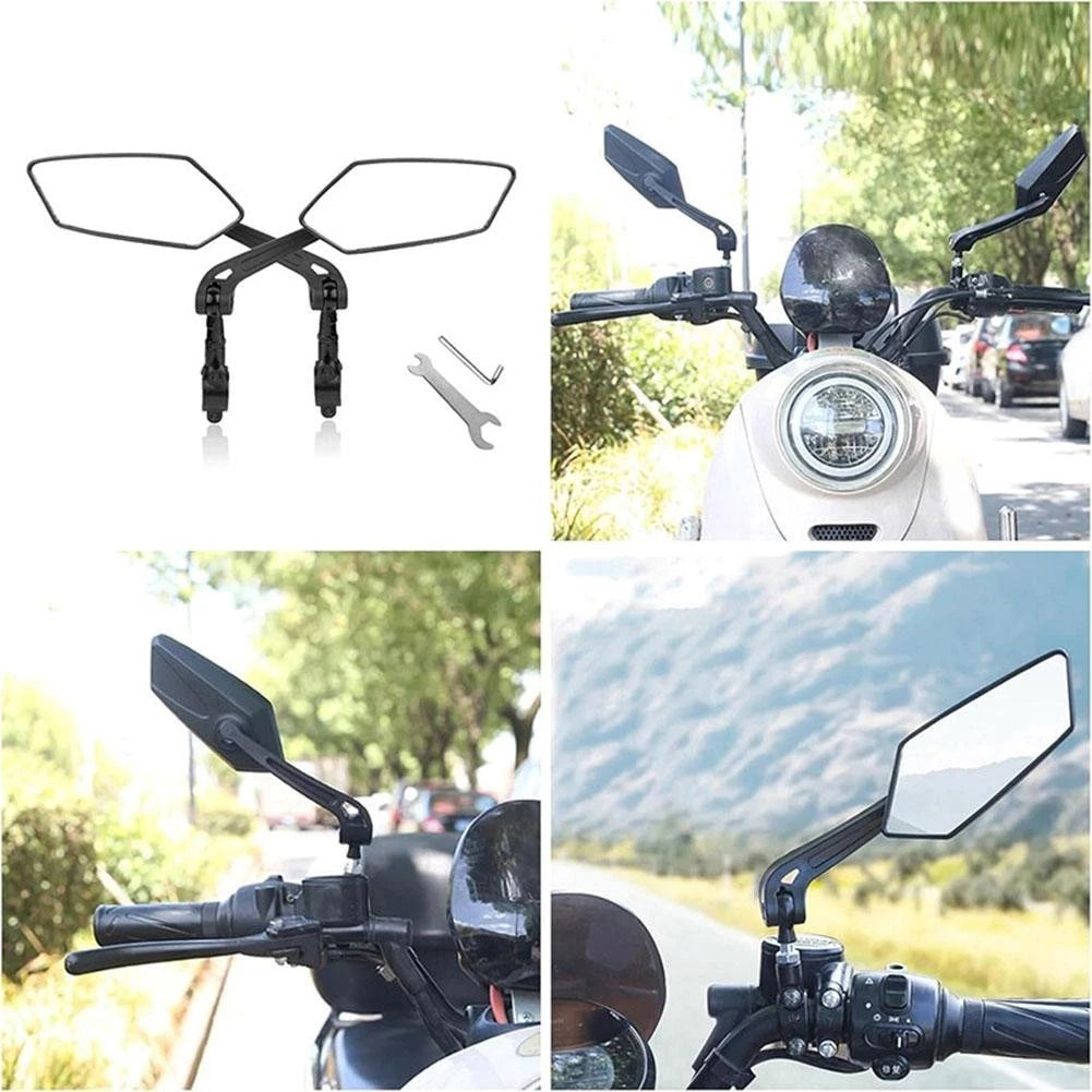 2Pcs Adjustable 360 Degree Bike Mirrors for Handlebar Mount