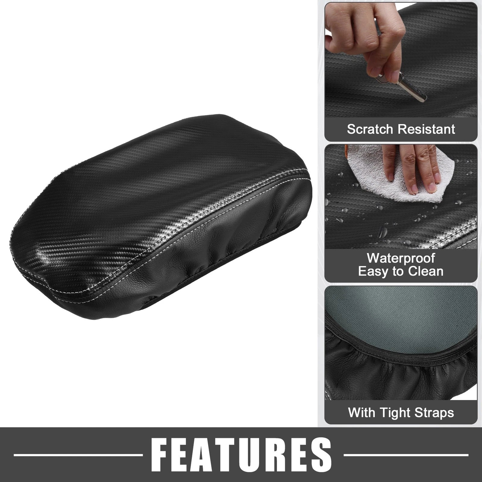 Center Console Pad for Kia Optima (2016–2020) Carbon Fiber Pattern Black