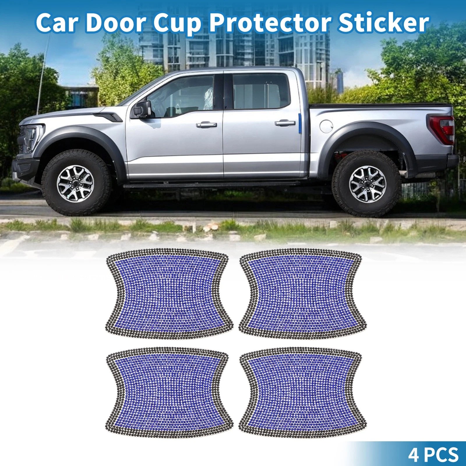Door Handle Protector for Car (8x10cm) - Anti-scratch, Blue, Black