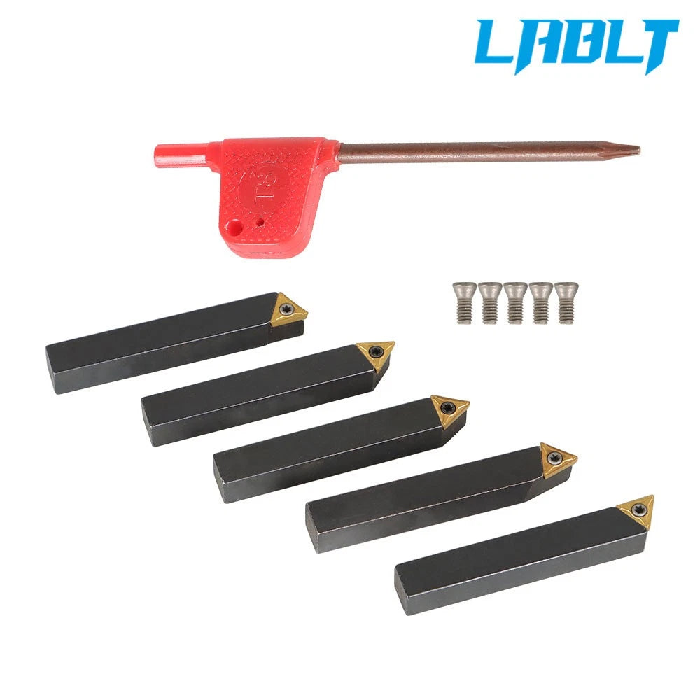 5X 3/8" Lathe Indexable Carbide Inserts + Turning Tool Holder Set