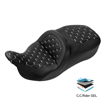 Gel Seat for Harley Touring Road Glide (2009–2023) Black White
