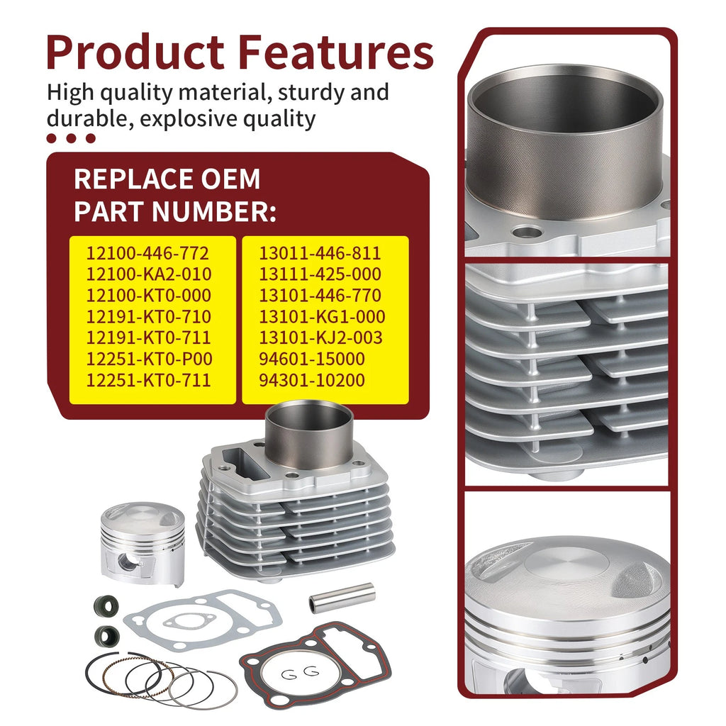 Cylinder Piston Gasket Top End Rebuild Kit for Honda XR200 XR200R (1996–2002)