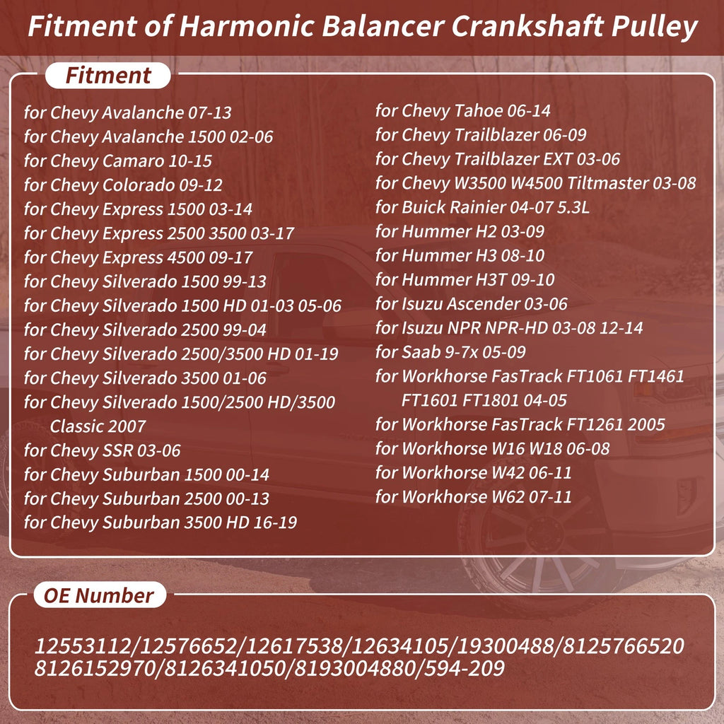 Harmonic Balancer Crankshaft Pulley Replacement for Chevy Buick Hummer (2005–2010)
