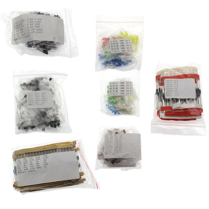 Electronic Component Kit: Transistor, Capacitor, Diode, LED, Resistor