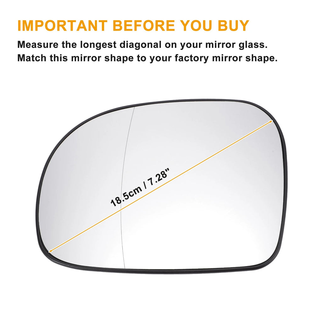 Left Side Mirror Glass with Heated Rear Window for Mercedes Viano (2003–2010)