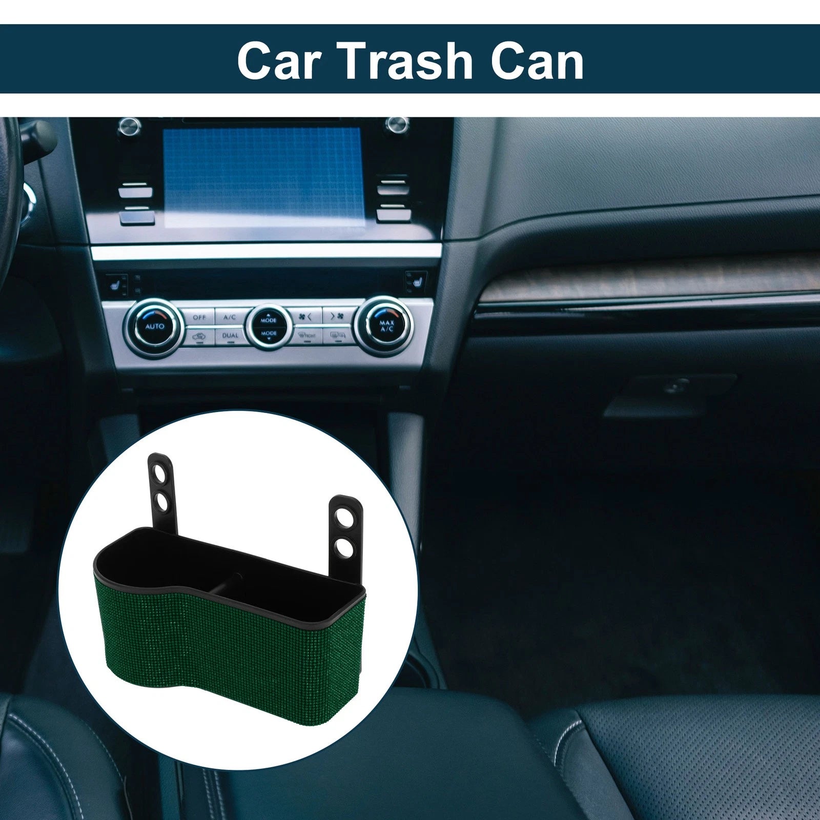 Portable Car Trash Can for Front Seats - Green (1 Pc)