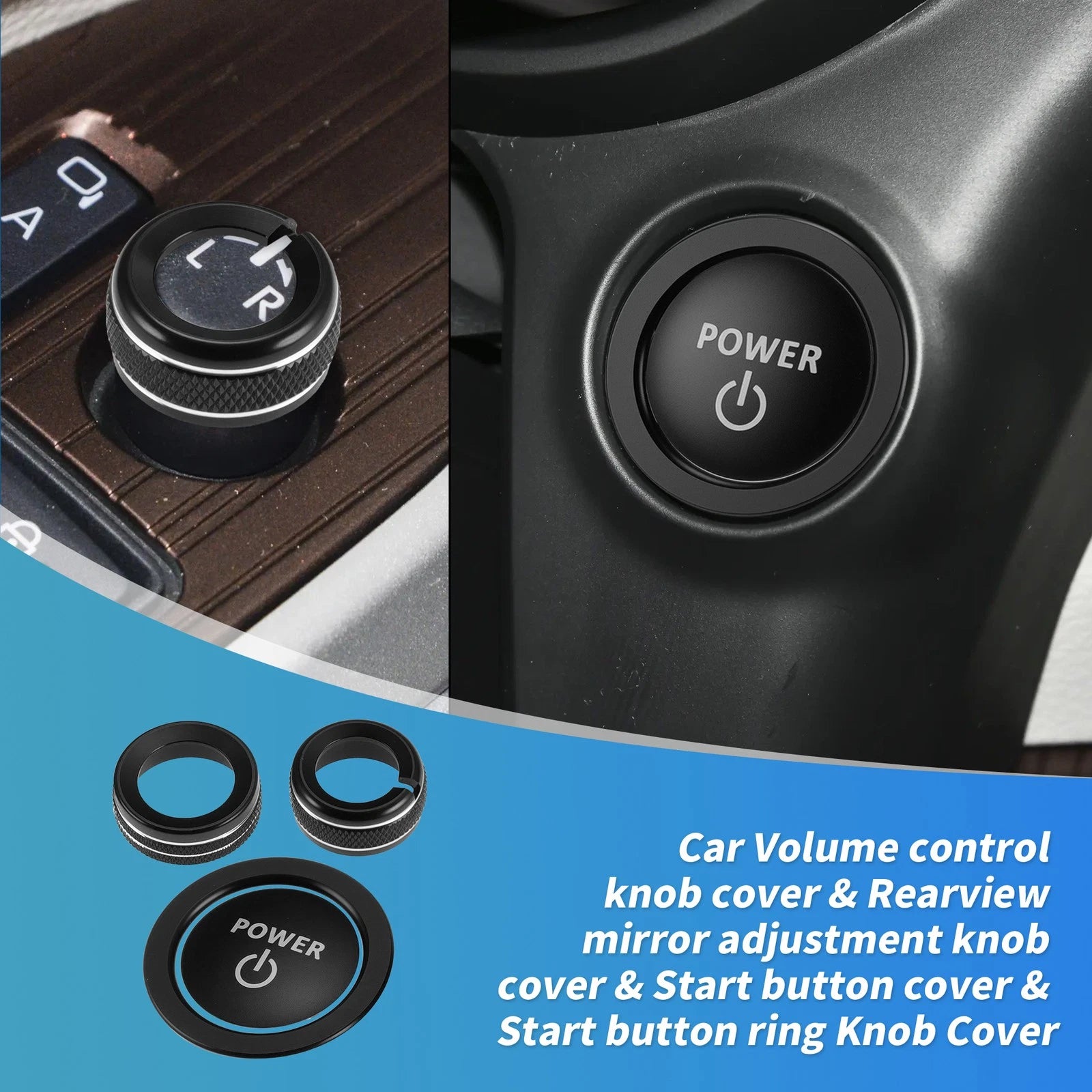 Volume Knob Cover for - Control Switch Trim Ring Black