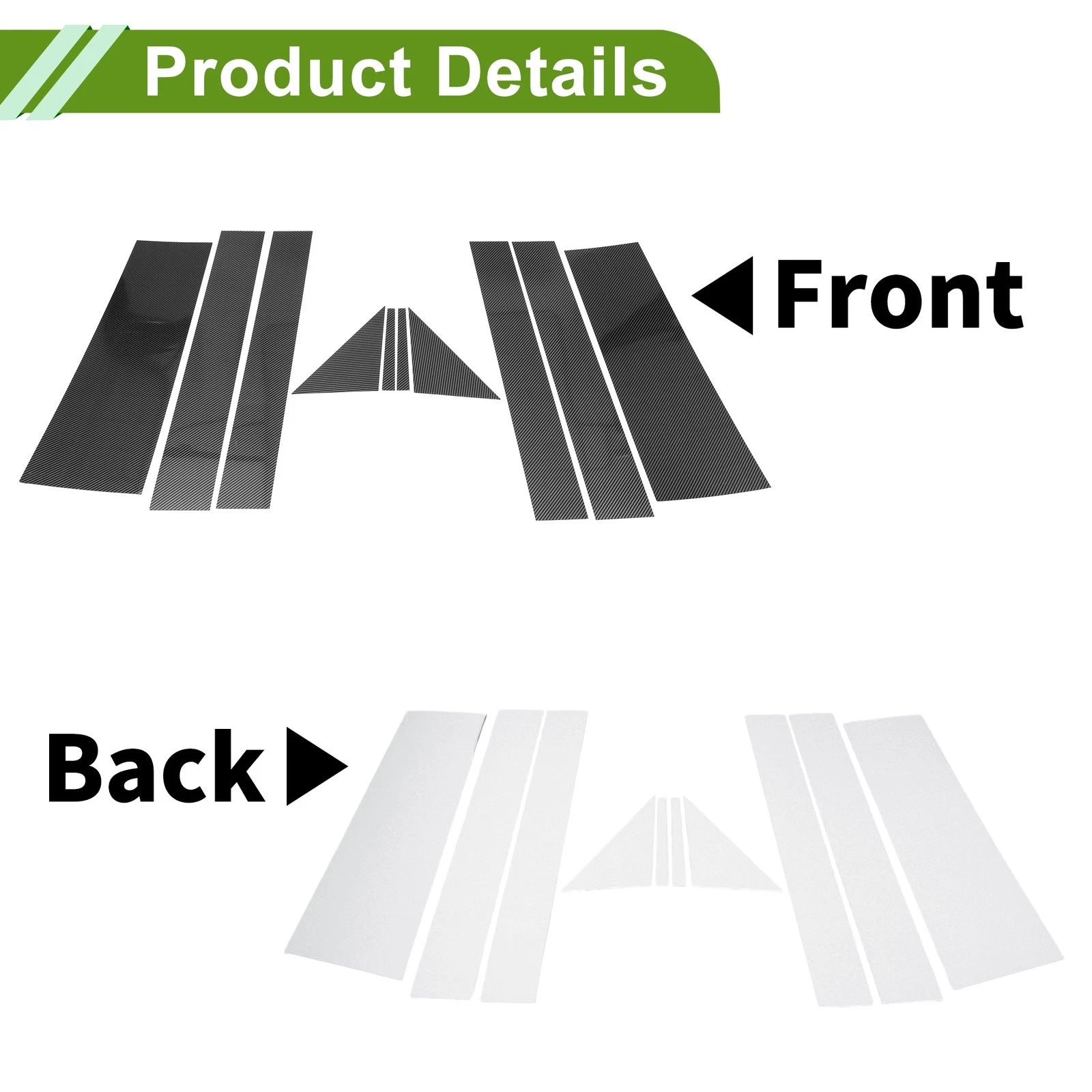 10pcs Door Pillar Window Trim Replacement for Dodge Grand Caravan (2005–2020)