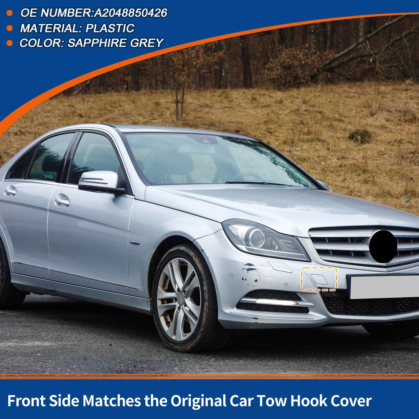 Front Tow Hook Cover Replacement for Mercedes-Benz A-Class (2015–2018)