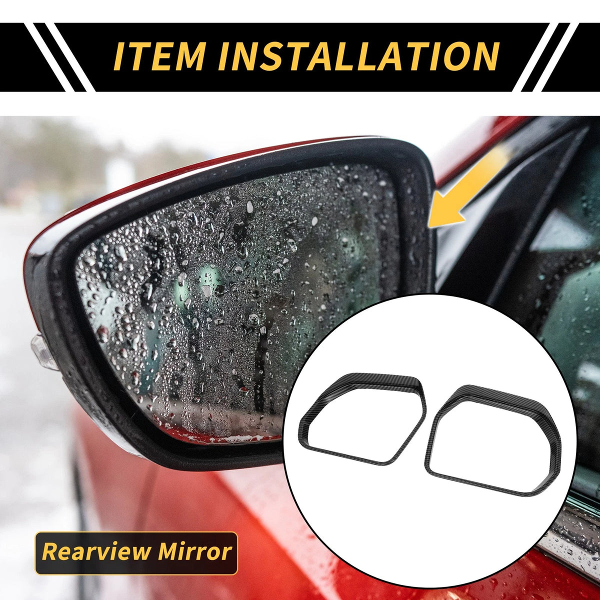 Rearview Mirror Rain Eyebrow Trim Carbon Fiber Pattern for Toyota Tundra (2007–2021)