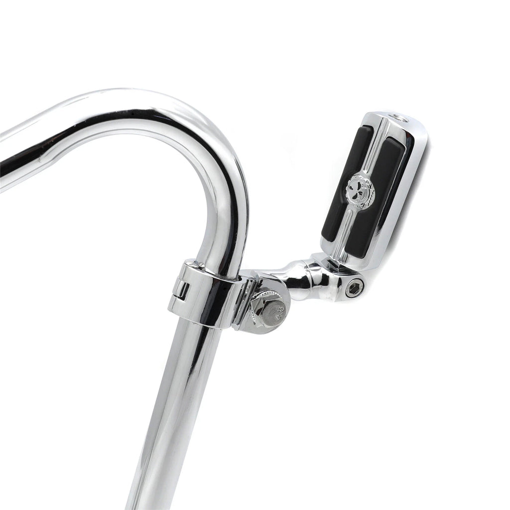 Chrome Angled Adjustable Skull Foot Peg for 1.25" Engine Guard (Fits )