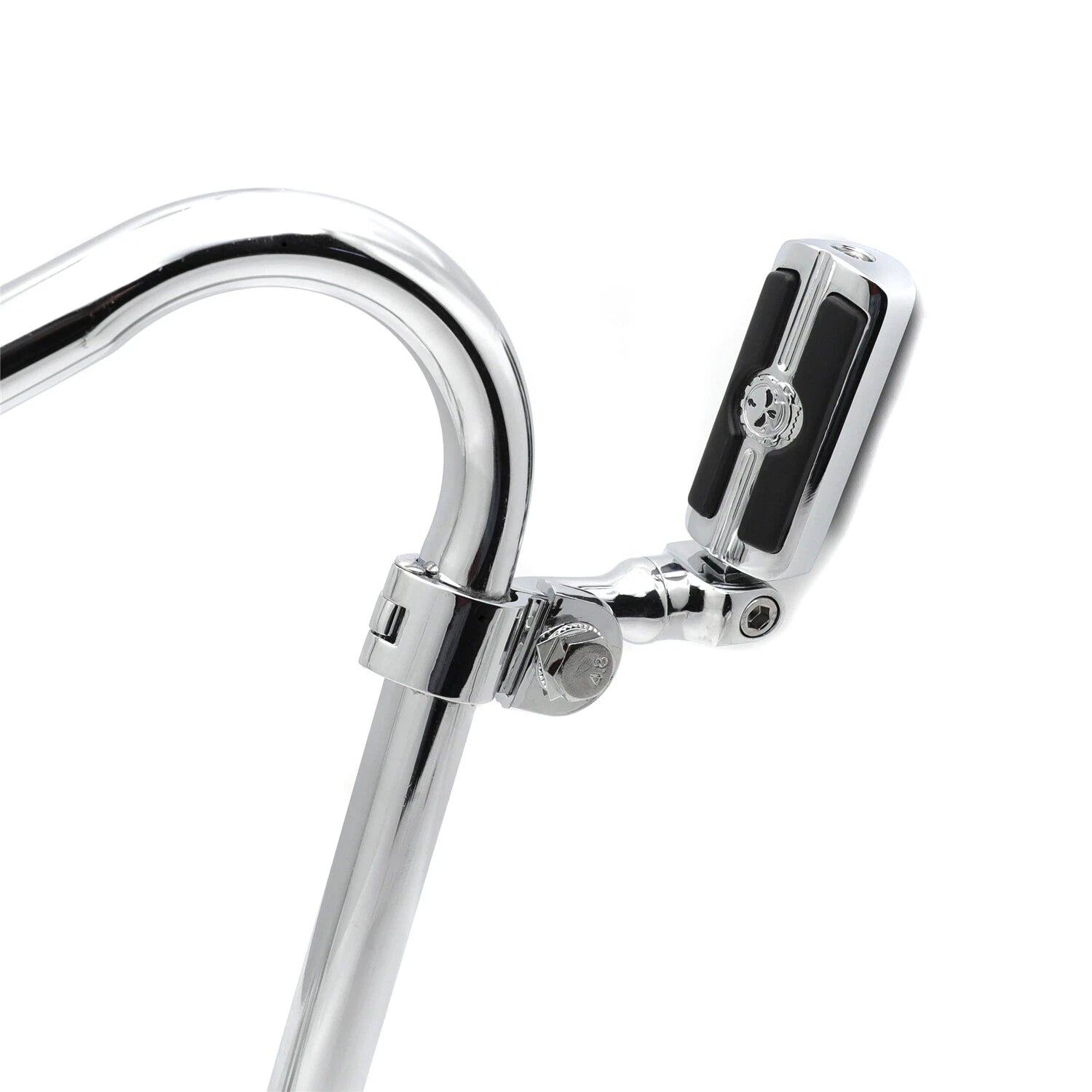 Chrome Angled Adjustable Skull Foot Peg for 1.25" Engine Guard (Fits )