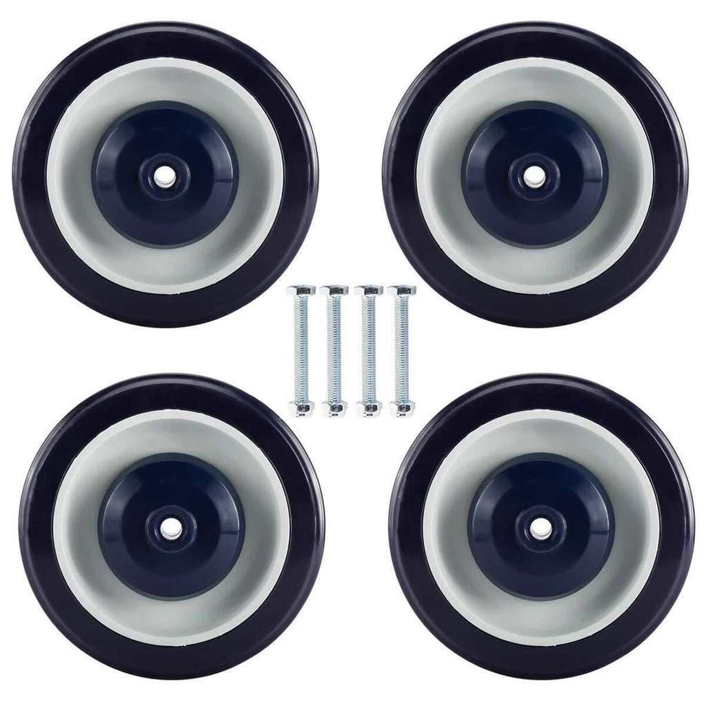 Set of 4 Shopping Cart Wheels Kit with Axles and Bolts for Commercial Use