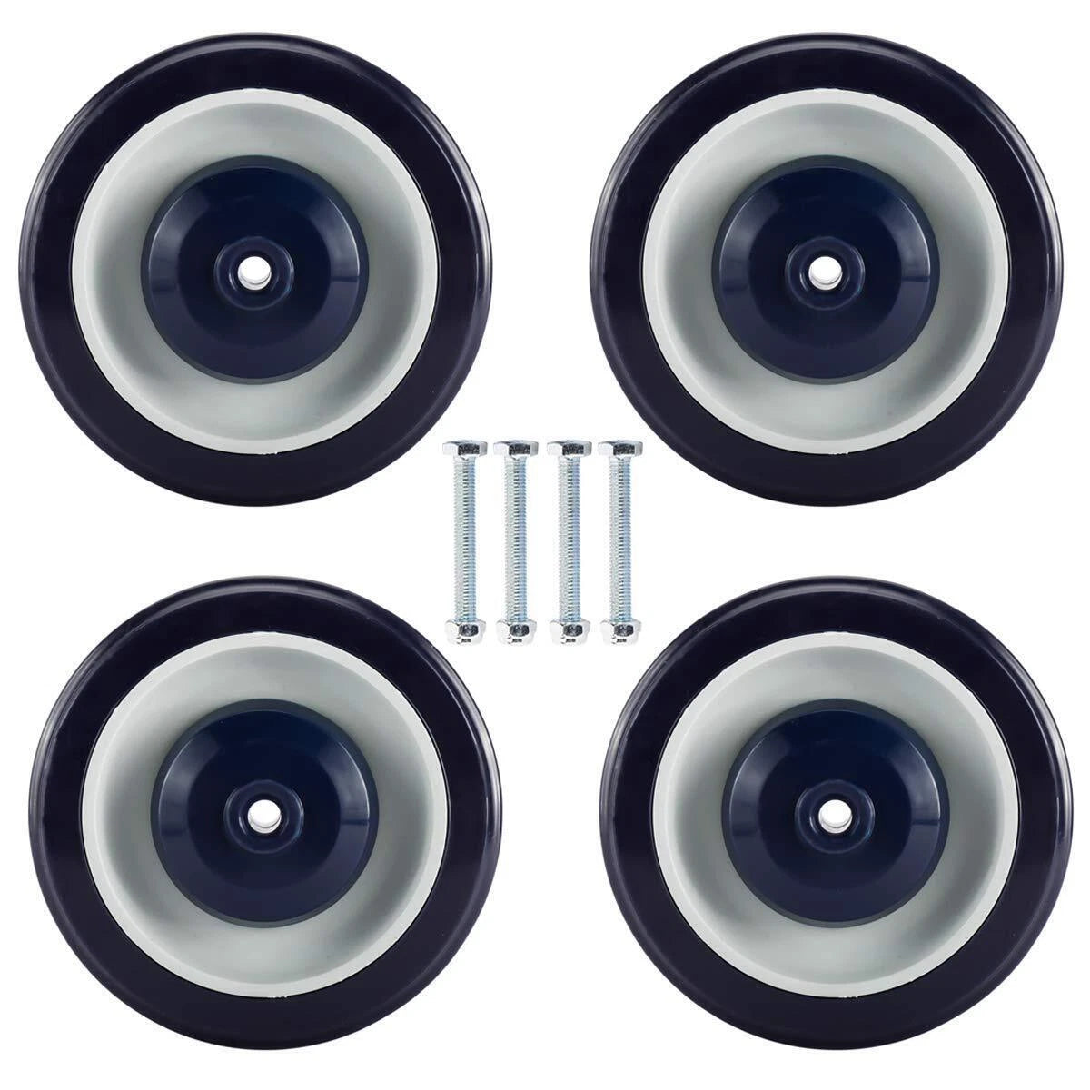 Set of 4 Shopping Cart Wheels Kit with Axles and Bolts for Commercial Use