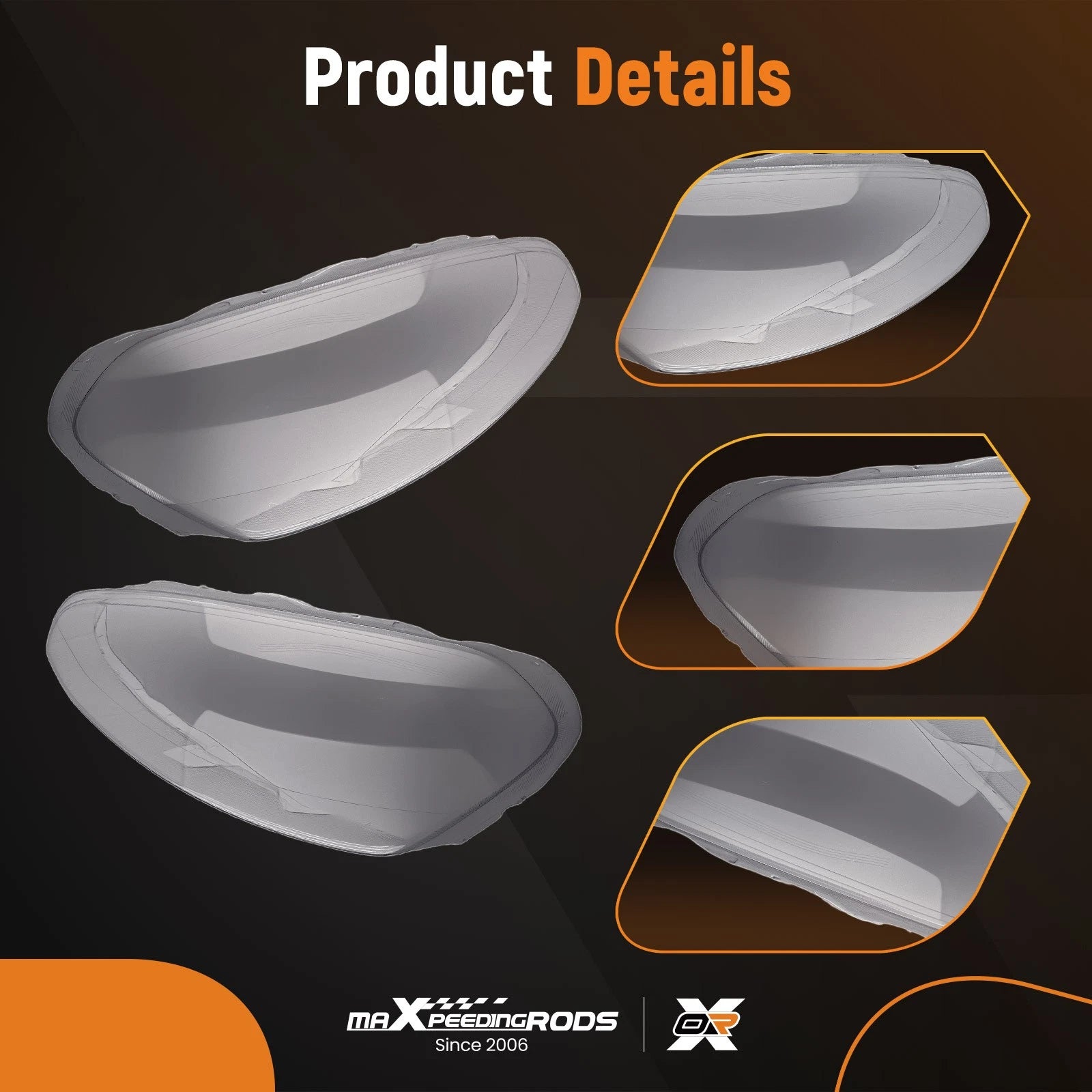 Clear Front Headlight Lens Cover Pair for Volvo XC60 (2014–2017)