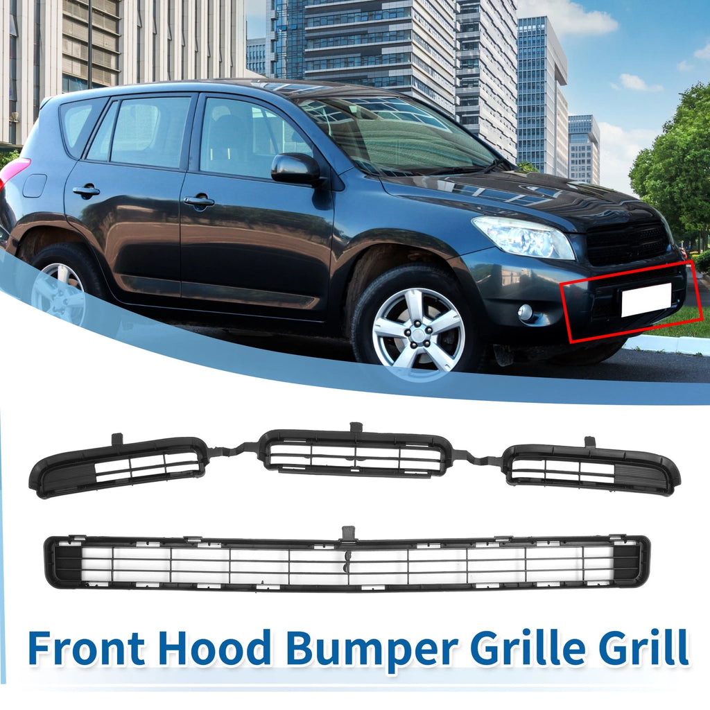 Front Lower Hood Bumper Grille Set for Toyota RAV4 (2006–2008) Black 2Pcs