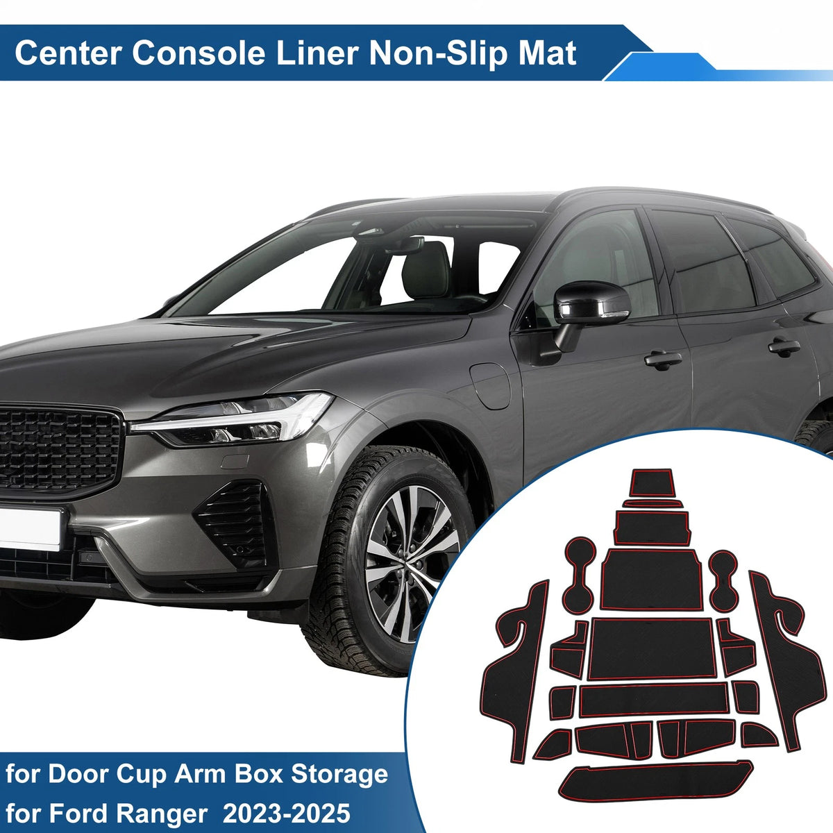 Non-Slip Car Floor Mat Set for Ford Ranger (2023–2025) PVC 19 Piece