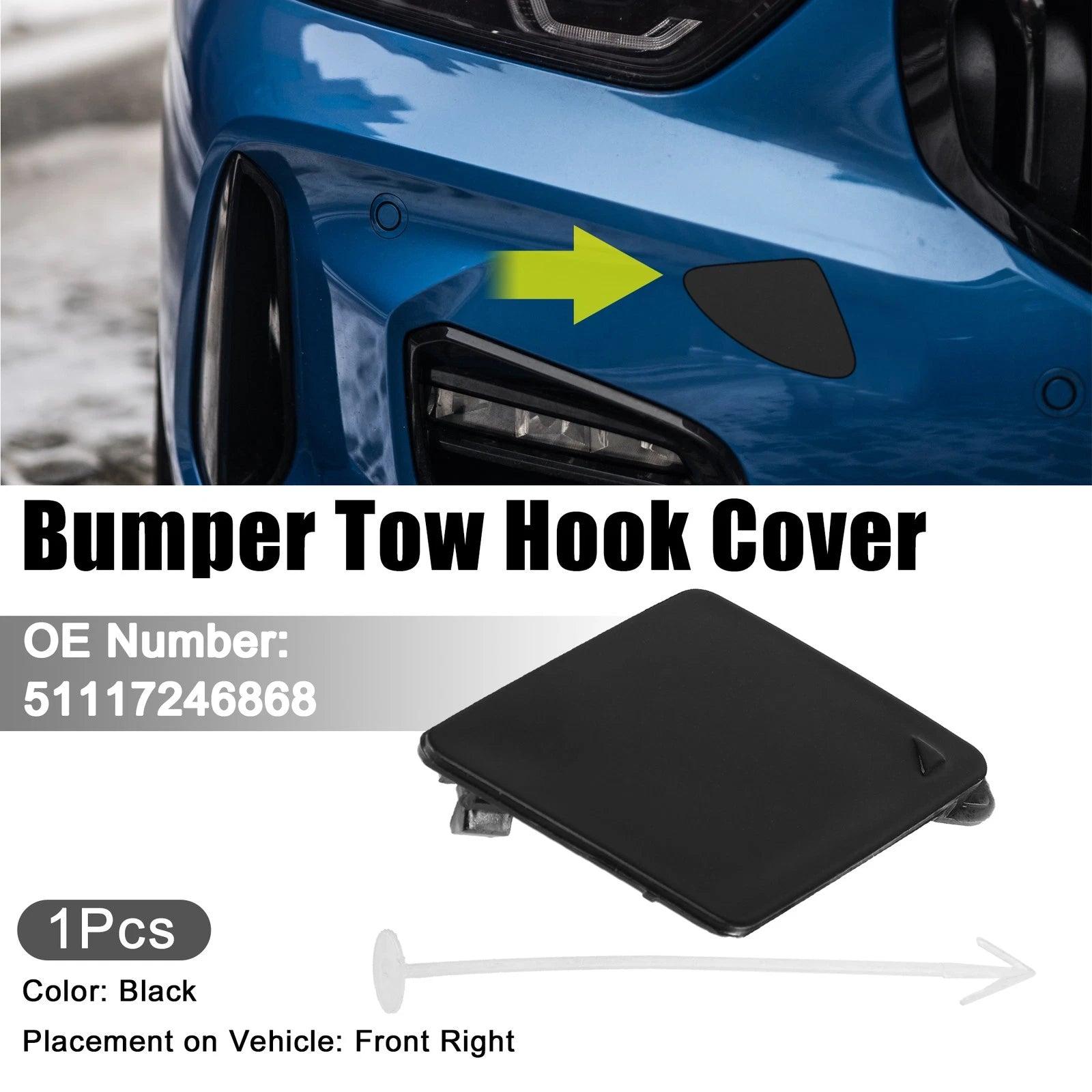 Front Right Tow Hook Cover Cap Replacement for BMW 550i (2011–2016)
