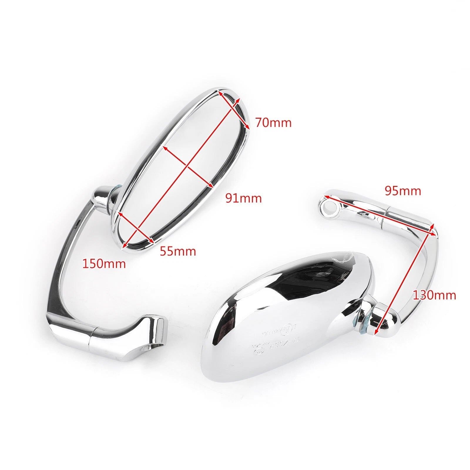 Pair of Round Rear View Mirrors for Universal Motorcycle (8mm 10mm)