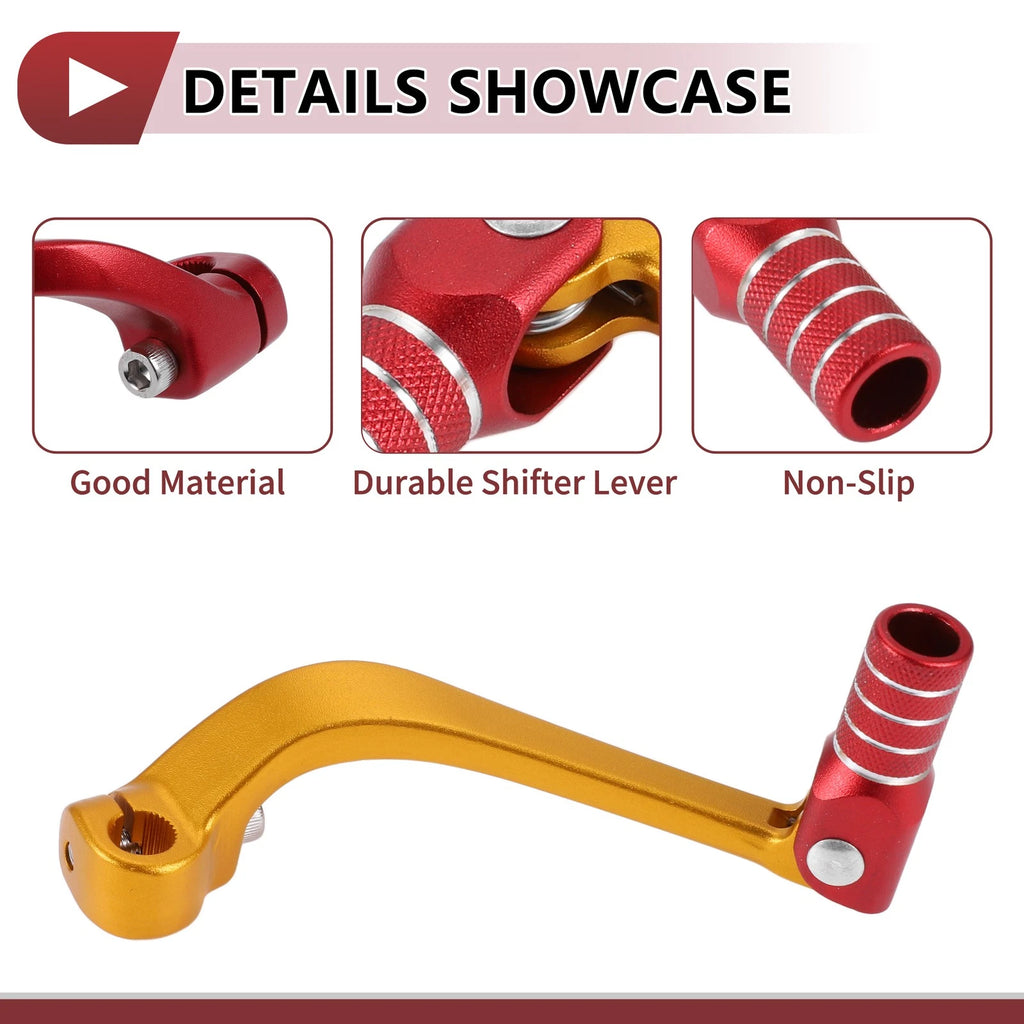 Folding Gear Shifter Lever for Honda CRF110F (2013–2018) Gold Tone Red