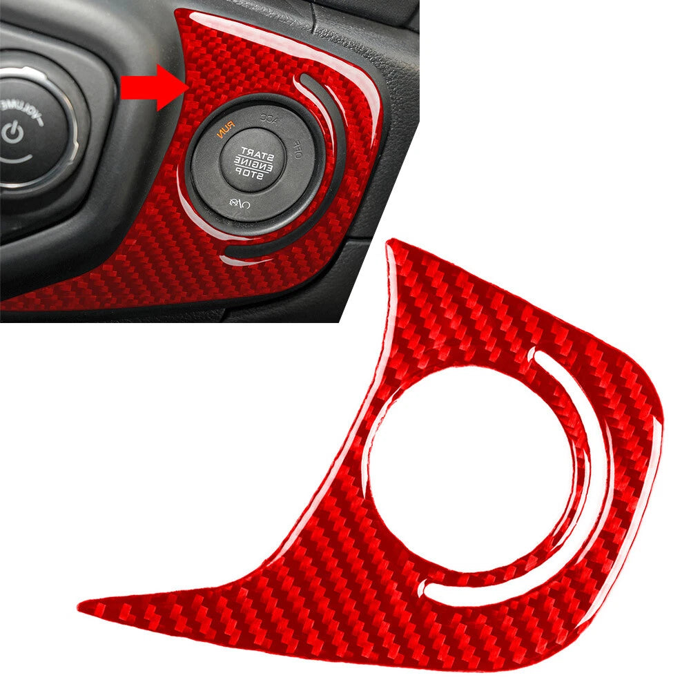 Engine Start Stop Button Panel Cover Red for Jeep Wrangler JL JLU Gladiator JT (2018–2023)