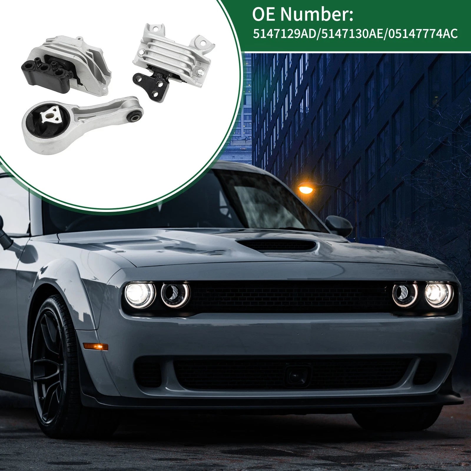 Engine Motor Transmission Mount Set Replacement for Dodge Grand Caravan (2008–2010)