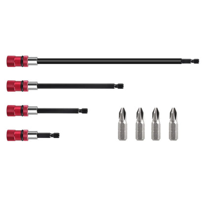 Set of 4 Hex Shank Magnetic Bit Holder Extenders for PH2 Bits