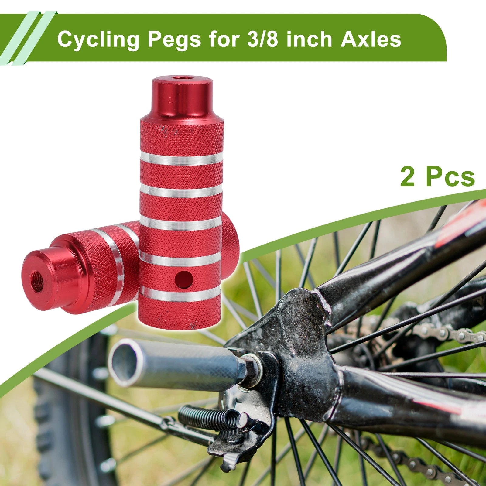 Bike Pegs 110mm Replacement Pair Five Stripes Texture for Red
