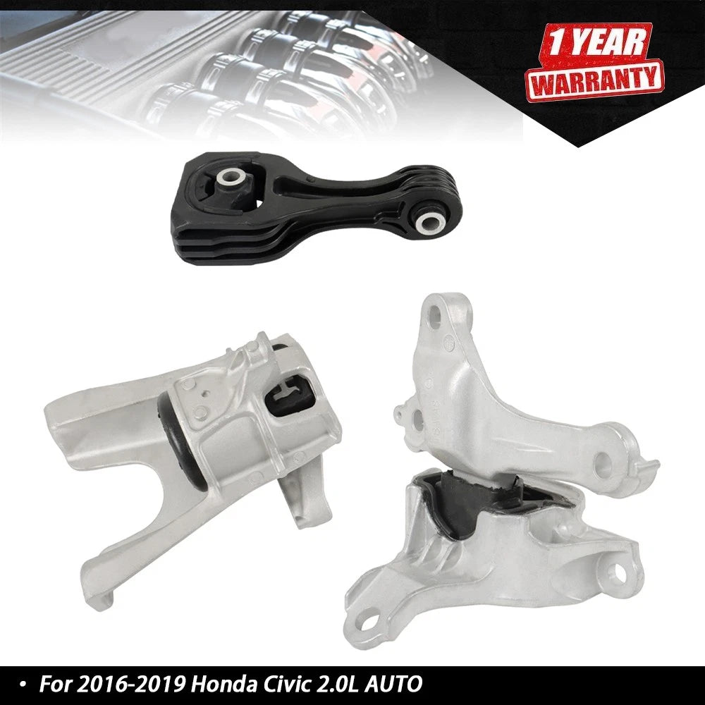 3Pcs Engine Motor & Transmission Mount Set for Honda Civic (2016–2019)