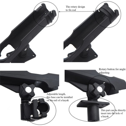 2X Adjustable Side Rail Mount Fishing Pole Rod Holder for Kayak Boat