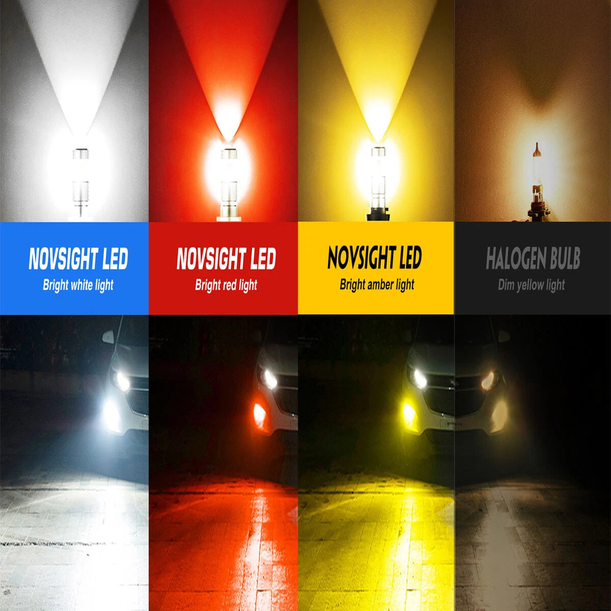 2X LED Fog Light Bulbs 9006 HB4 for NOVSIGHT (6500K)