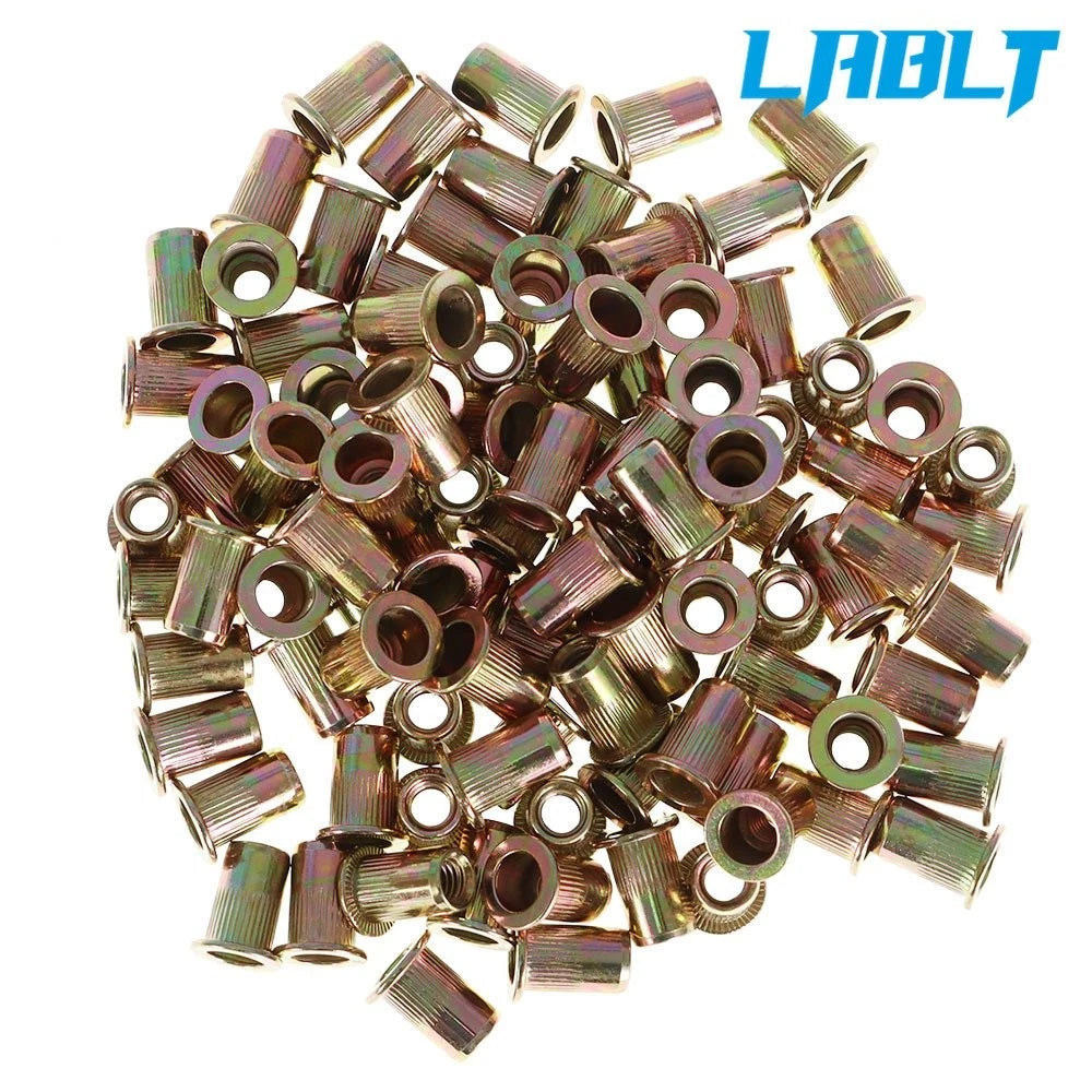 100 Pcs M6 Metric Rivet Nut Flat Head Insert Nutsert