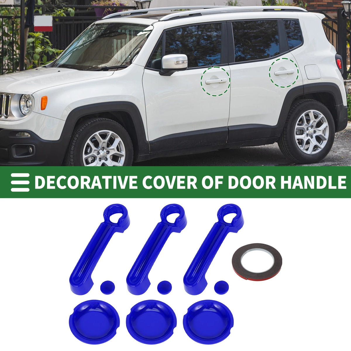 Set of 2 Exterior Door Handle Covers for Jeep Wrangler JK (2007–2018) - ABS Deep Blue