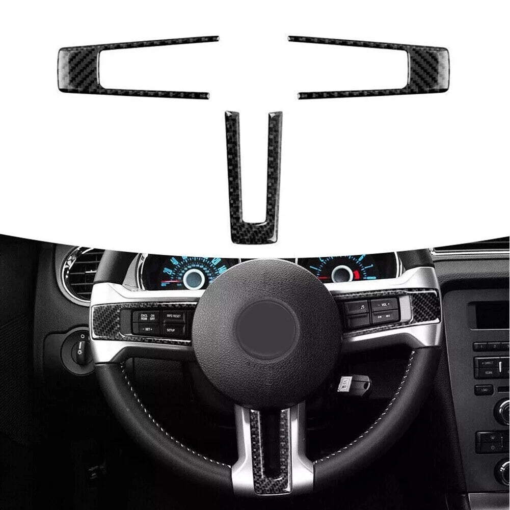Carbon Fiber Steering Wheel Trim for Ford Mustang (2009–2013)