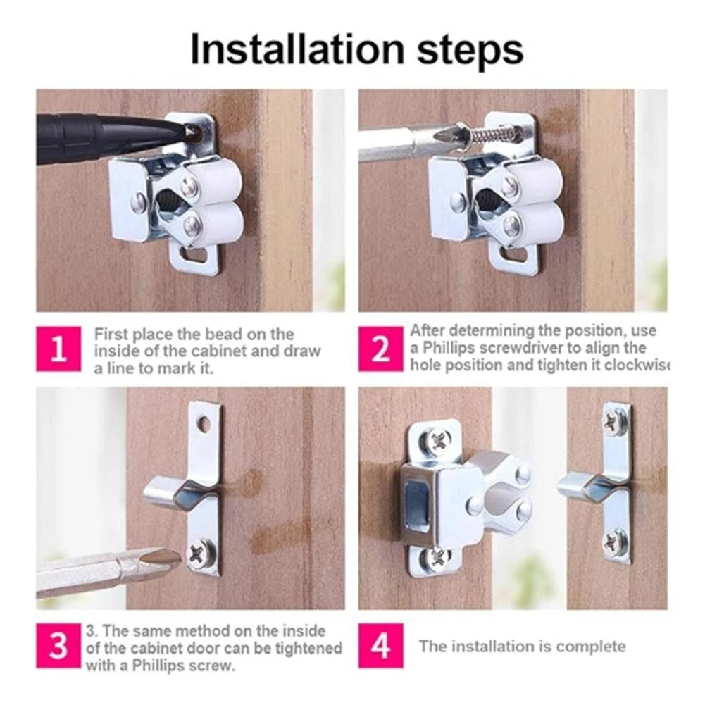 12 Pack Stainless Steel Double Roller Catches for Cabinet Wardrobe