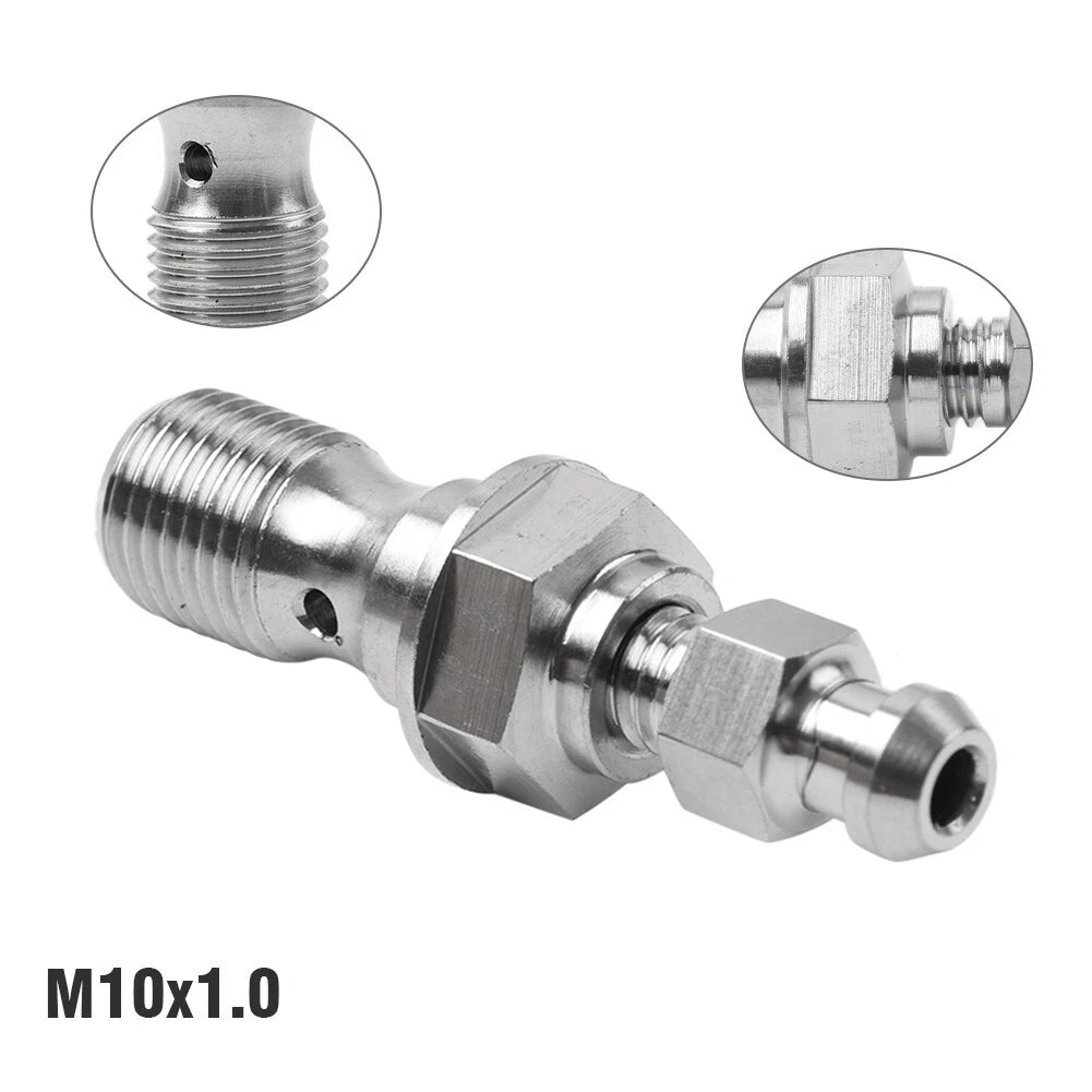 M10x1.0 Titanium Banjo Bolt with Bleed Valve for Motorcycle Brake Caliper