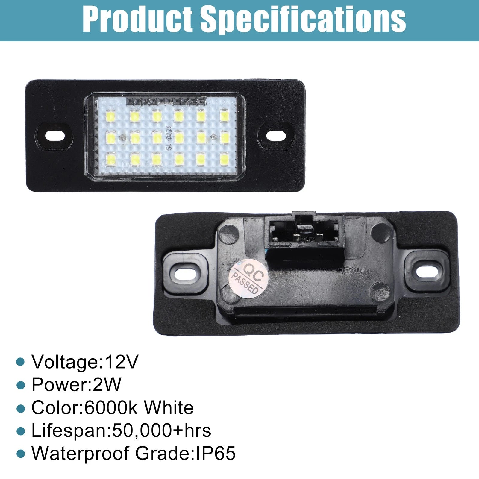 2PC LED License Plate Light Replacement for VW Jetta (2005–2010)