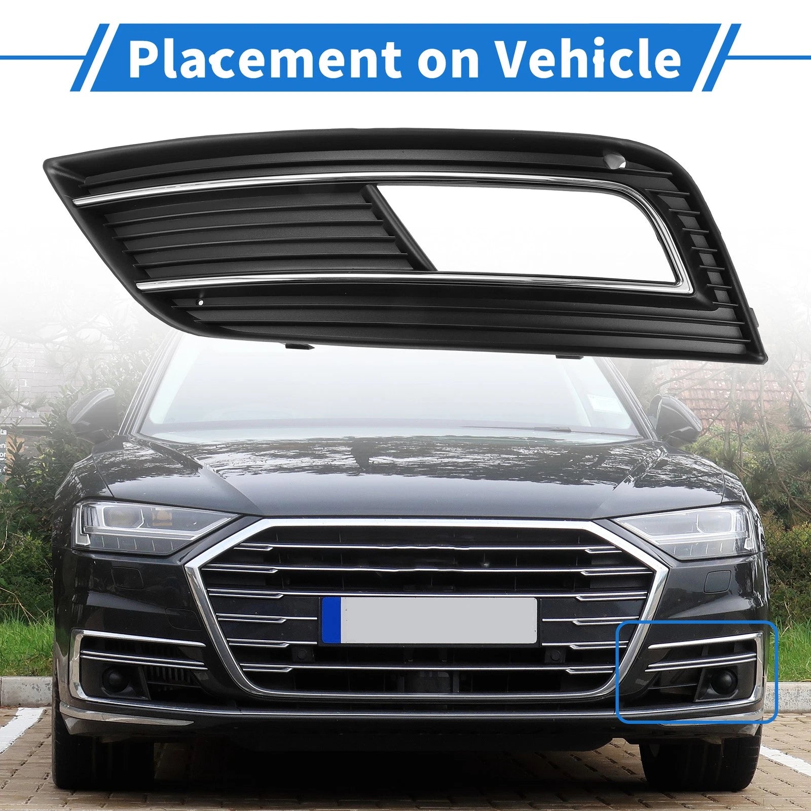 Front Left Fog Light Grill Replacement for Audi A4 S4 (2013–2015)