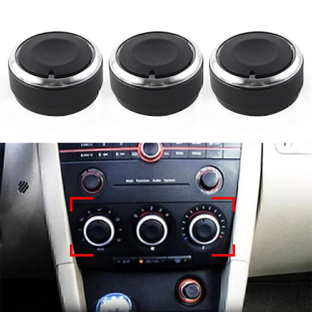 3X A/C Panel Control Switch Knob Cover for Mazda 3 (2004–2009)