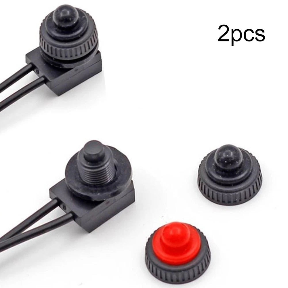 2Pcs Waterproof Push-Button On-Off Switch for Car Motorcycle (12V)
