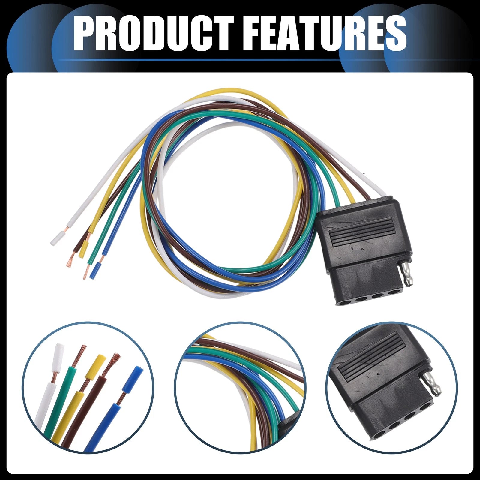 5 Way Flat Trailer Wiring Harness Set for Vehicle (2011–2026)