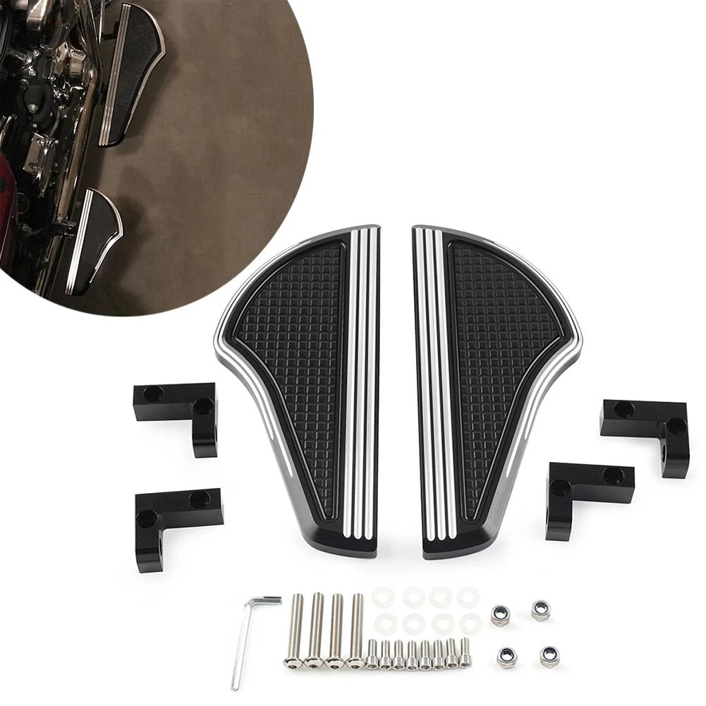 2x Rear Passenger Floorboards Fit Harley Touring 1993+ Black & White Aluminum wa