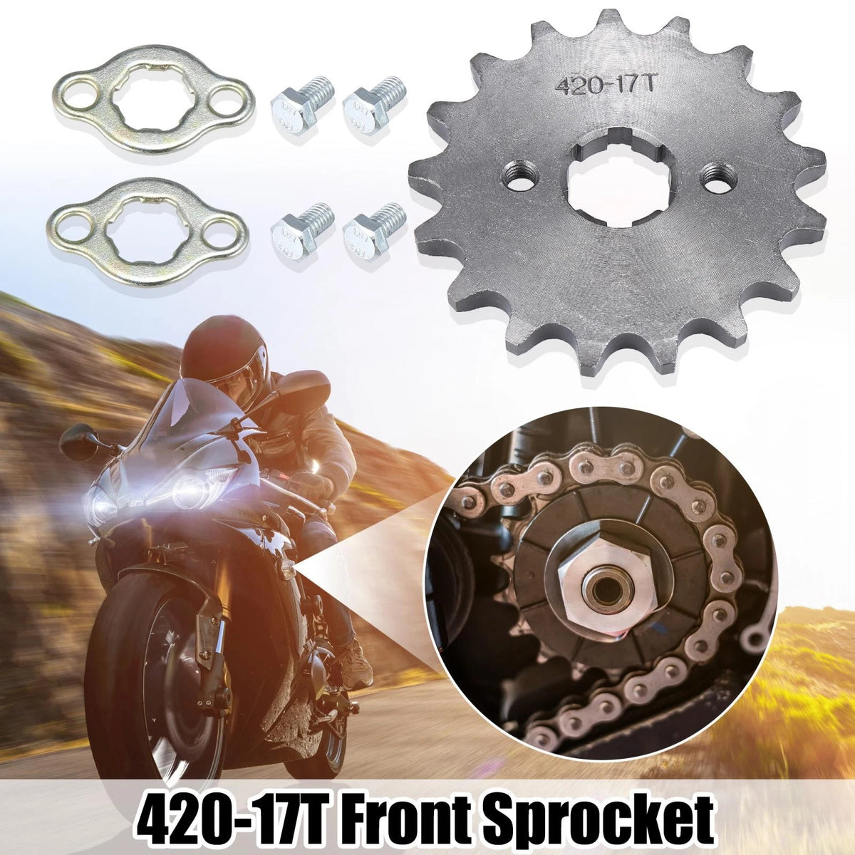 Motorcycle Front Sprocket 17T 20mm Replacement for Honda 50cc 70cc (2005–2015)