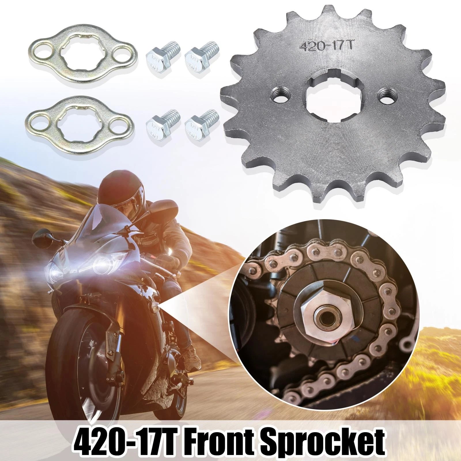 Motorcycle Front Sprocket 17T 20mm Replacement for Honda 50cc 70cc (2005–2015)