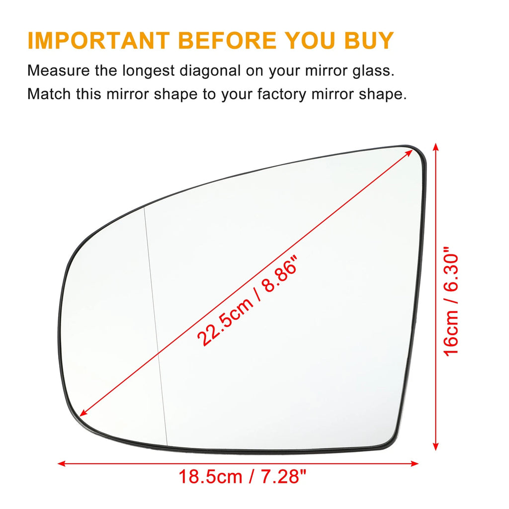 Left Mirror Glass Replacement With Backing Plate for BMW X6 (2008–2014)