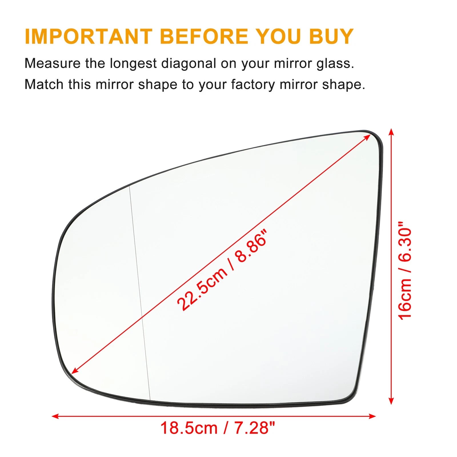 Left Mirror Glass Replacement With Backing Plate for BMW X6 (2008–2014)