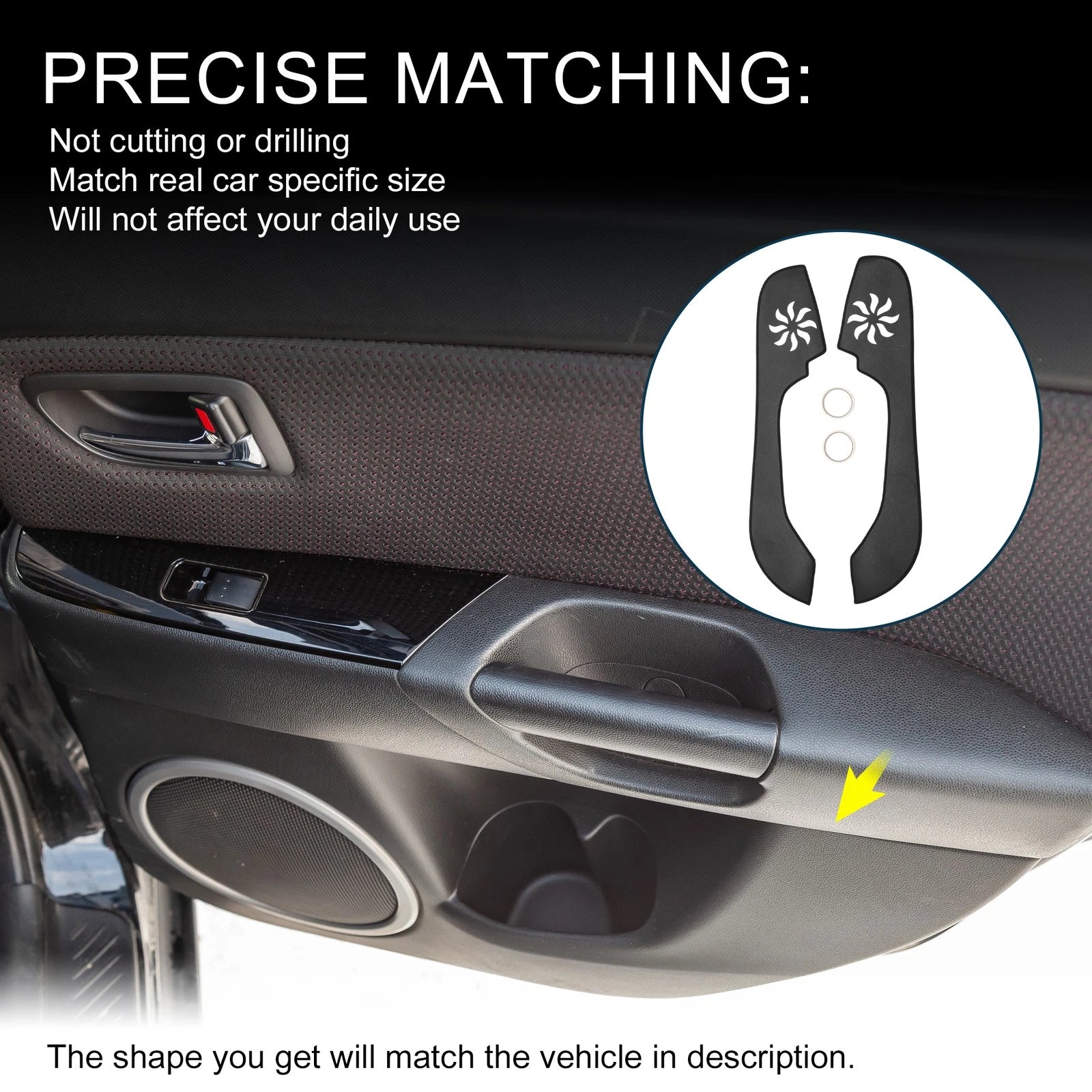 Car Door Leather Anti Kick Pad Sticker for Audi TT (2008–2014) Black Set