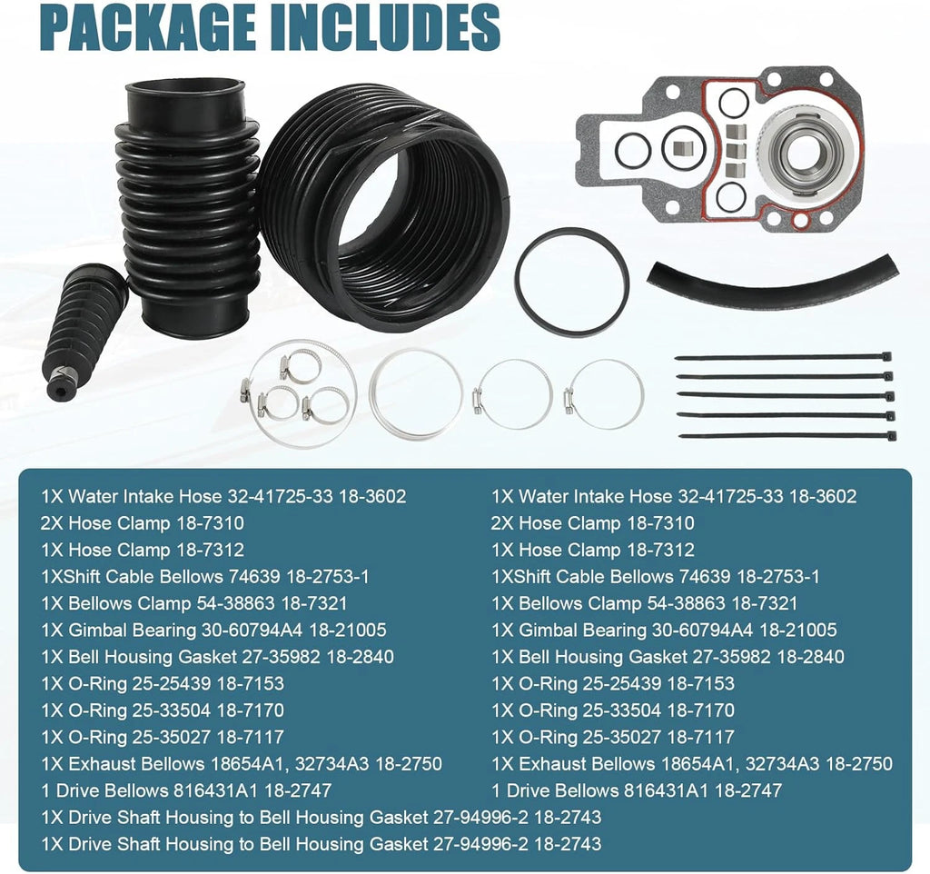 Transom Bellows Repair Reseal Kit for MerCruiser Alpha One Gen 2 (30-803099T1)