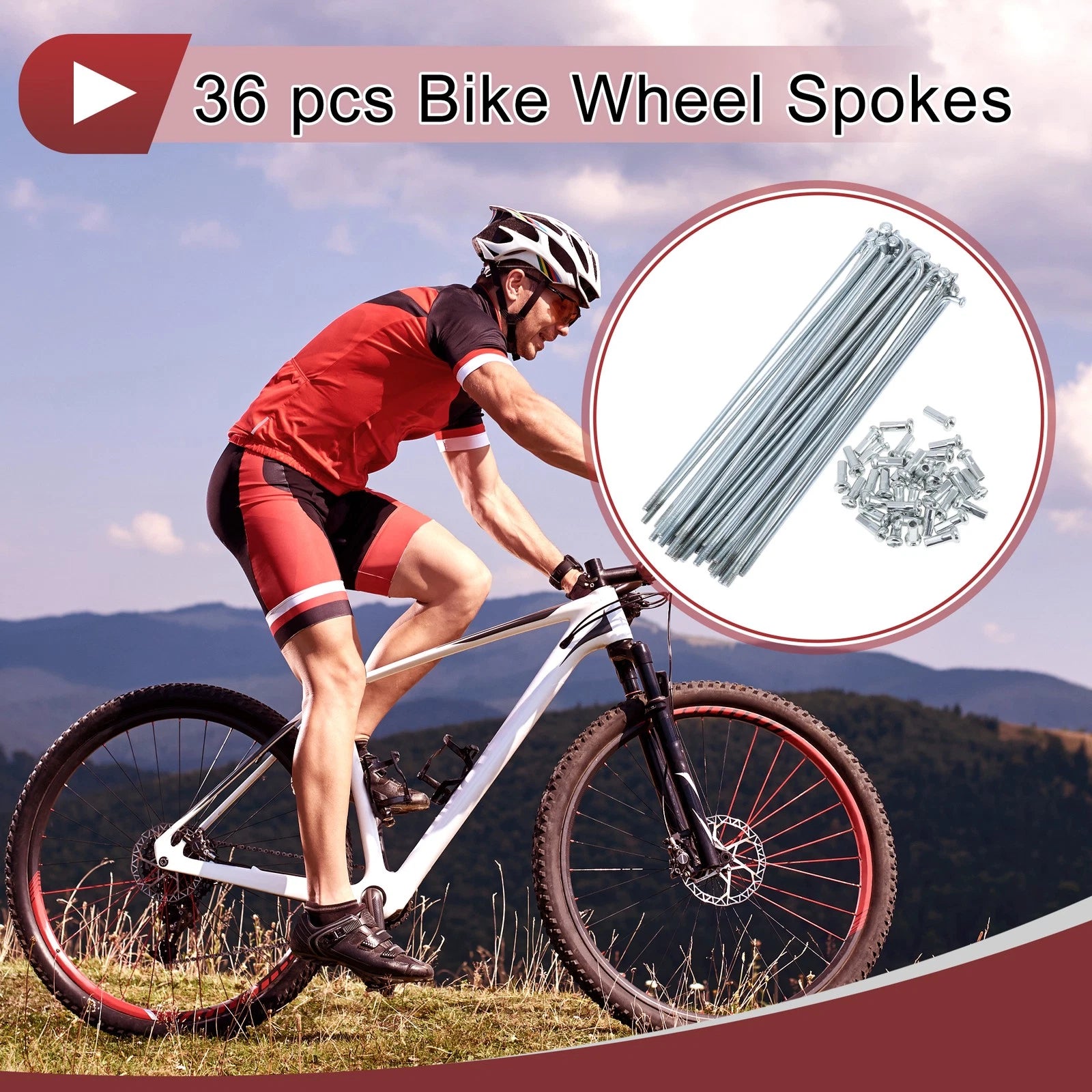 Bicycle Spokes Set 123mm Galvanized Carbon Steel for 13G Wheels (36)